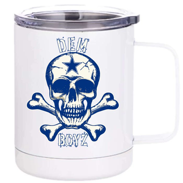 DEM BOYZ Dallas Skull Crossbones Star Texas Fan Pride Front & Back 12oz Stainless Steel Tumbler Cup