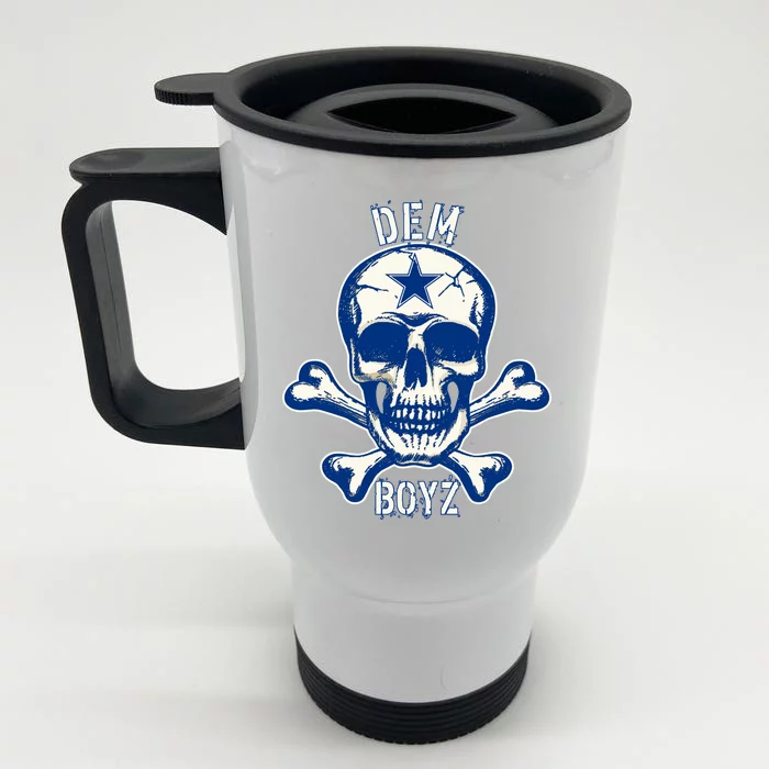 DEM BOYZ Dallas Skull Crossbones Star Texas Fan Pride Front & Back Stainless Steel Travel Mug