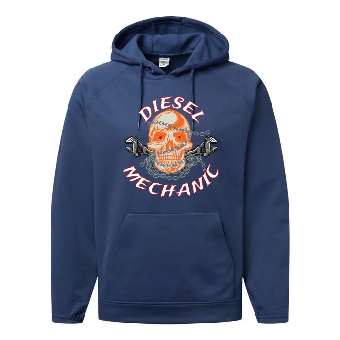 Diesel Engine Mechanic Gift Performance Fleece Hoodie