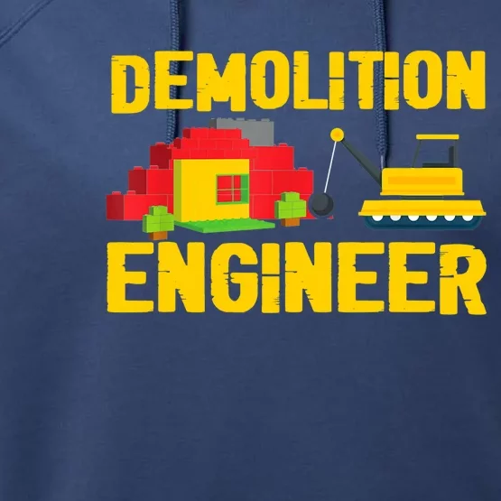 Demolition Engineer Master Builder Building Blocks Bricks Performance Fleece Hoodie