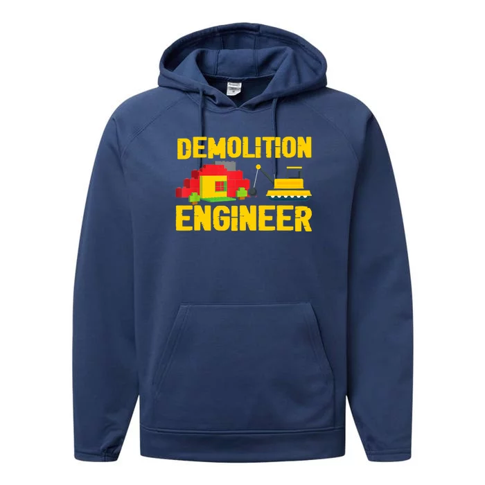 Demolition Engineer Master Builder Building Blocks Bricks Performance Fleece Hoodie