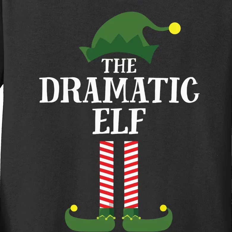 Dramatic Elf Matching Family Group Christmas Party Kids Long Sleeve Shirt