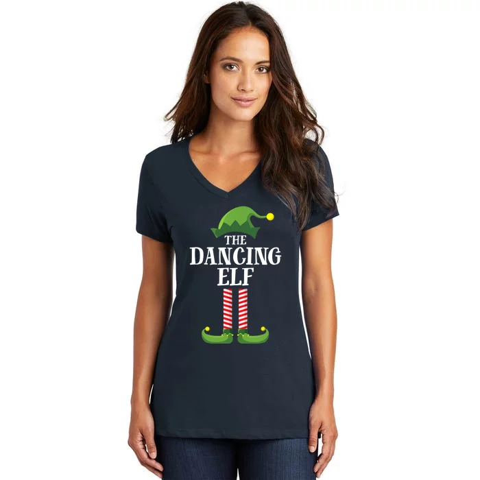 Dancing Elf Matching Family Group Christmas Party Women's V-Neck T-Shirt