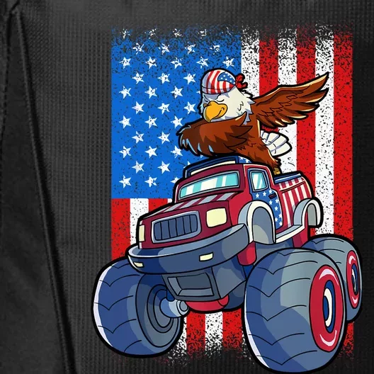 Dabbing Eagle Monster Truck 4th Of July Boy American Flag City Backpack