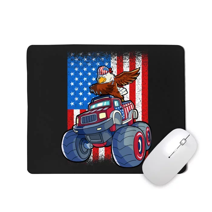 Dabbing Eagle Monster Truck 4th Of July Boy American Flag Mousepad