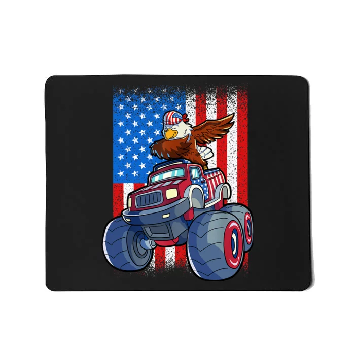 Dabbing Eagle Monster Truck 4th Of July Boy American Flag Mousepad