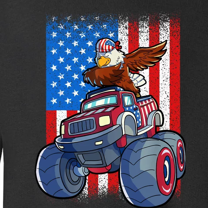 Dabbing Eagle Monster Truck 4th Of July Boy American Flag Toddler Sweatshirt