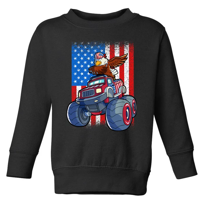 Dabbing Eagle Monster Truck 4th Of July Boy American Flag Toddler Sweatshirt