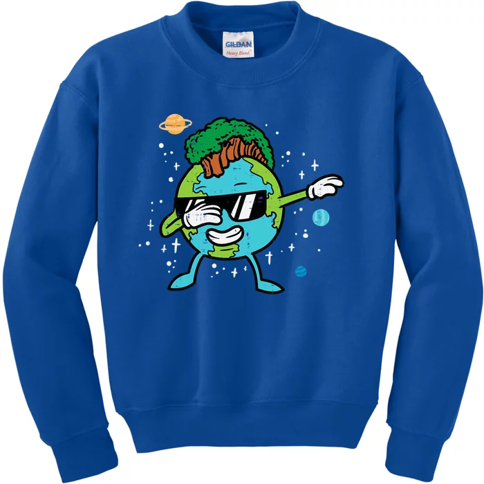 Dabbing Earth Mohawk Trees Earth Day Dance Gift Kids Sweatshirt