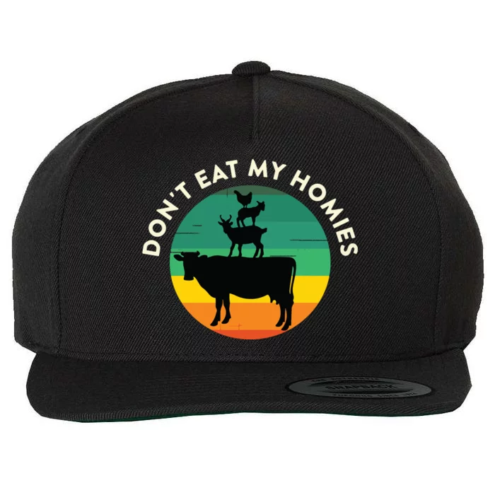 Dont Eat My Homies Vegan Vegetarian Quote Saying Meme Wool Snapback Cap