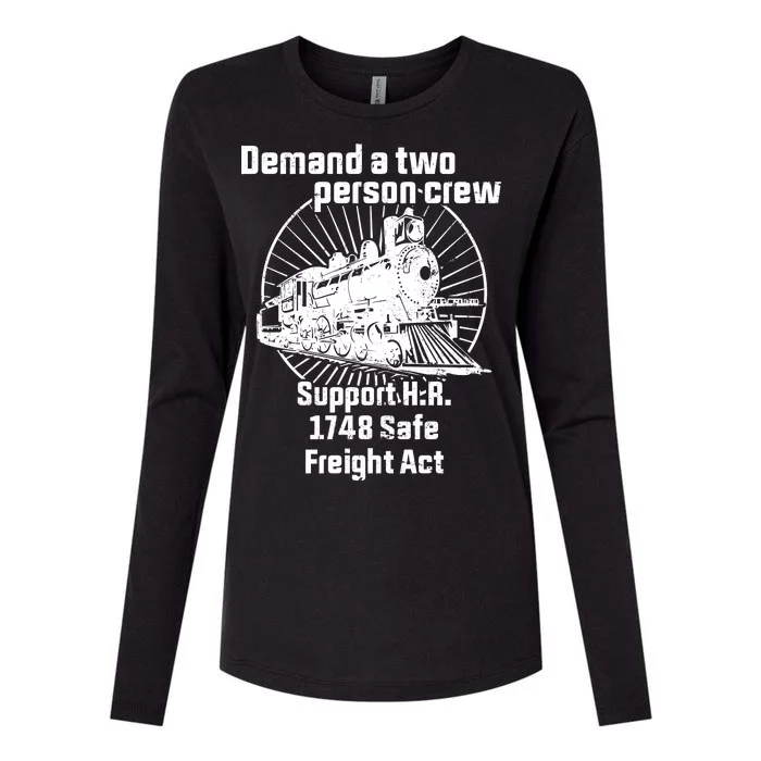 Demand A Two Person Crew Trains Womens Cotton Relaxed Long Sleeve T-Shirt