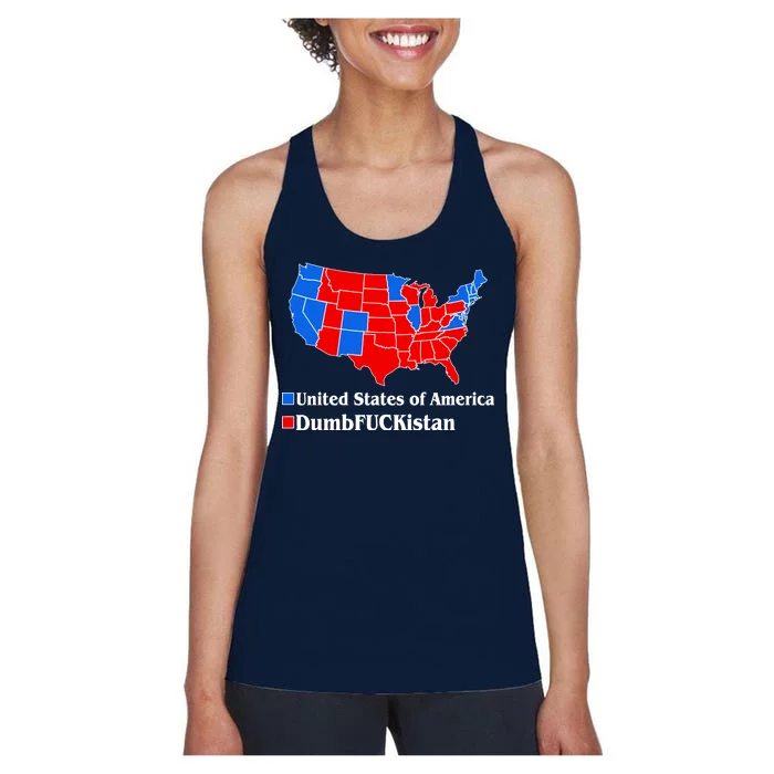 Democratic United States of America Vs. Dumfuckistan Resistance Resist Anti Trump Women's Racerback Tank