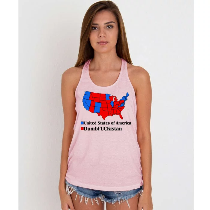 Democratic United States of America Vs. Dumfuckistan Resistance Resist Anti Trump Women's Knotted Racerback Tank