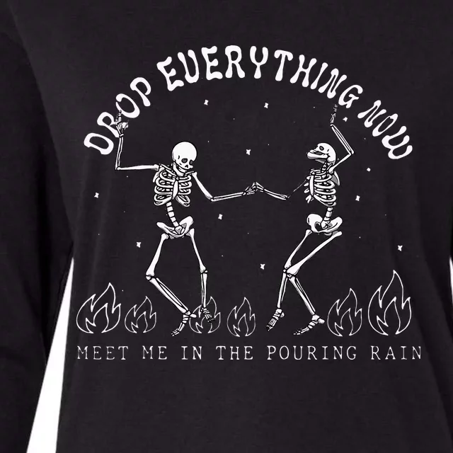 Drop Everything Now Meet Me In The Pouring Rain Skeleton Womens Cotton Relaxed Long Sleeve T-Shirt