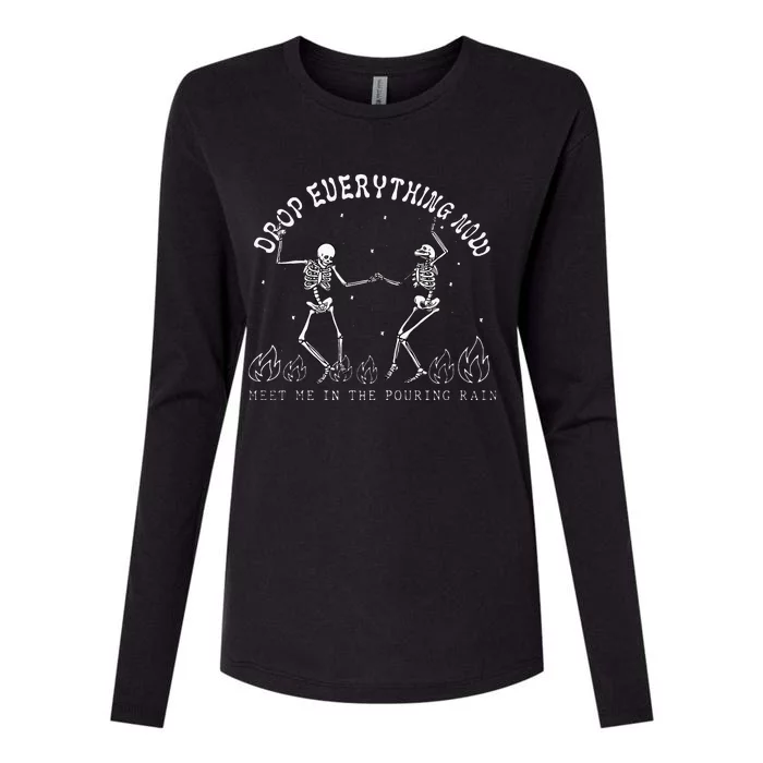 Drop Everything Now Meet Me In The Pouring Rain Skeleton Womens Cotton Relaxed Long Sleeve T-Shirt