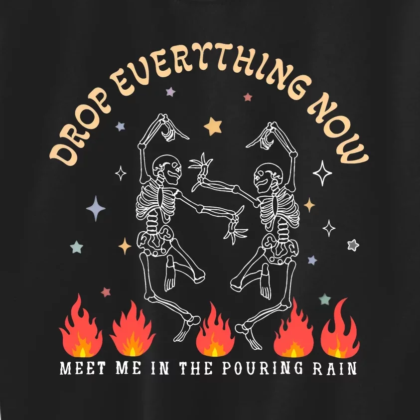 Drop Everything Now Meet Me In The Pouring Rain Dancing Skeleton Kids Sweatshirt