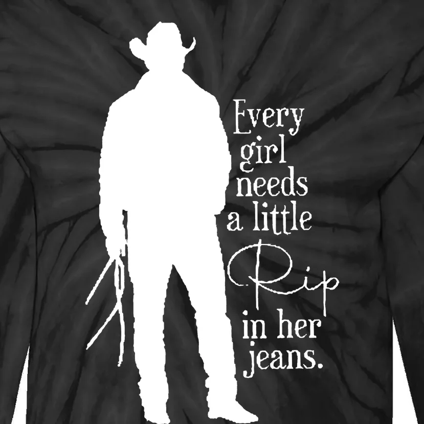 Distressed Every  Needs Little Rip In Her Jeans Tie-Dye Long Sleeve Shirt