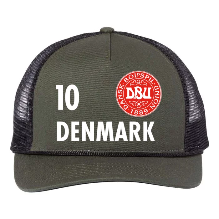 Denmark Danish Soccer No 10 DBU Logo Retro Rope Trucker Hat Cap