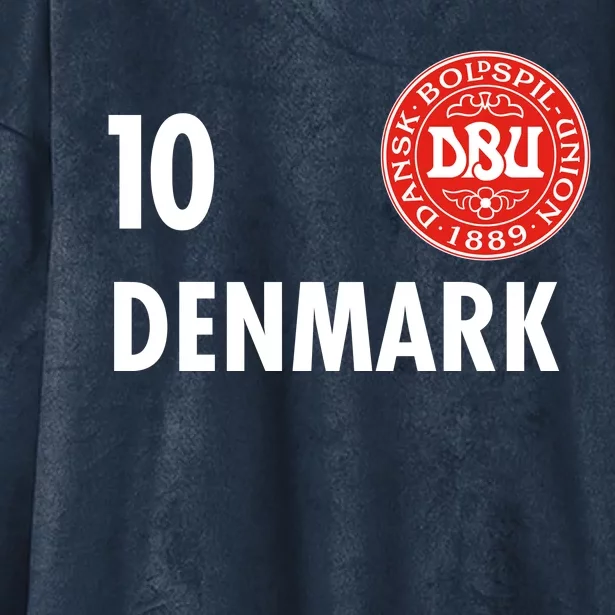 Denmark Danish Soccer No 10 DBU Logo Hooded Wearable Blanket