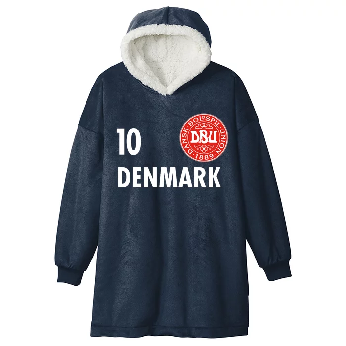 Denmark Danish Soccer No 10 DBU Logo Hooded Wearable Blanket