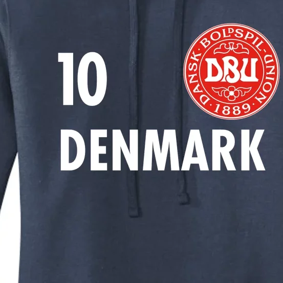 Denmark Danish Soccer No 10 DBU Logo Women's Pullover Hoodie