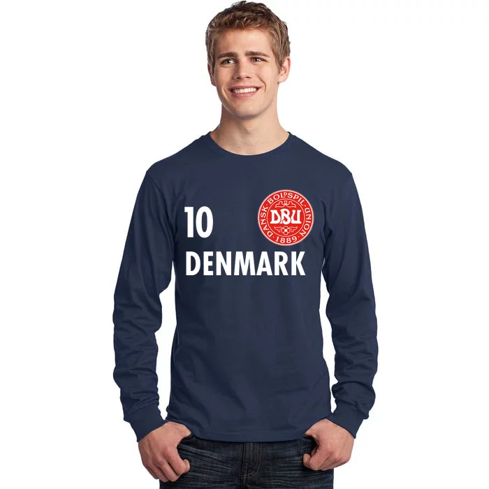 Denmark Danish Soccer No 10 DBU Logo Tall Long Sleeve T-Shirt