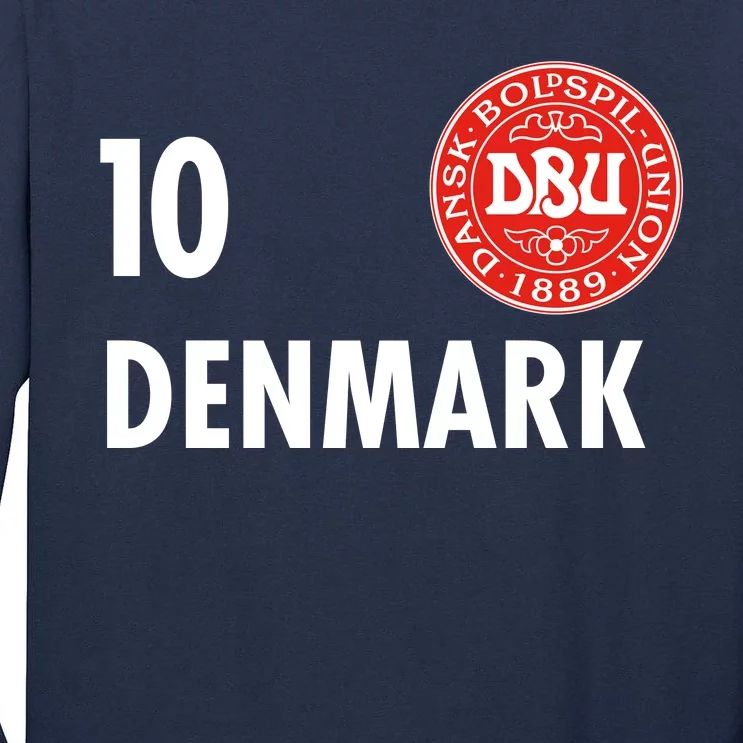 Denmark Danish Soccer No 10 DBU Logo Tall Long Sleeve T-Shirt