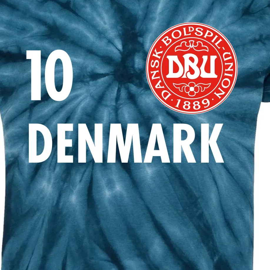 Denmark Danish Soccer No 10 DBU Logo Kids Tie-Dye T-Shirt