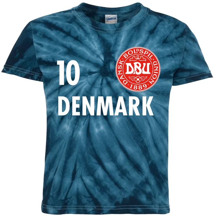 Denmark Danish Soccer No 10 DBU Logo Kids Tie-Dye T-Shirt