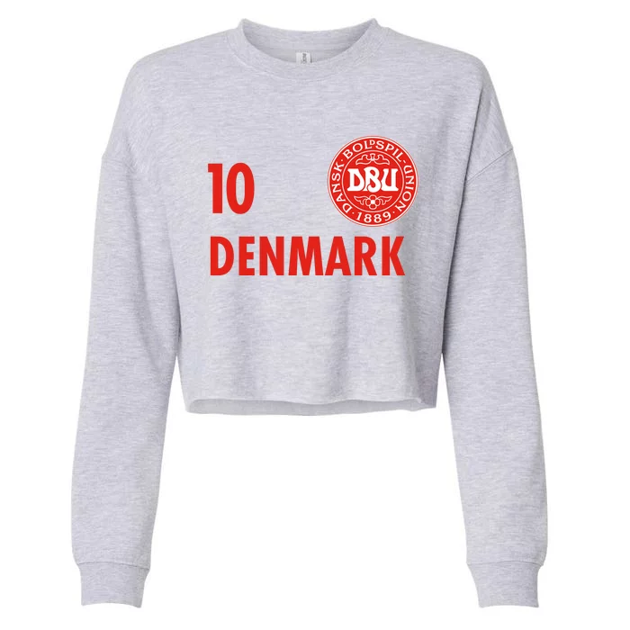 Denmark Danish Soccer No 10 DBU Logo Cropped Pullover Crew