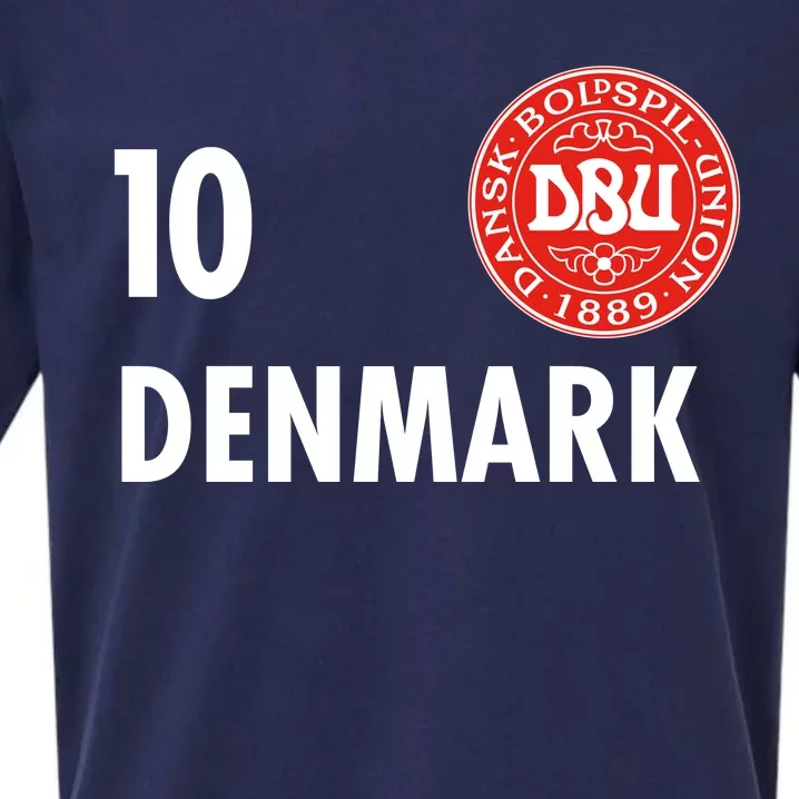 Denmark Danish Soccer No 10 DBU Logo Sueded Cloud Jersey T-Shirt