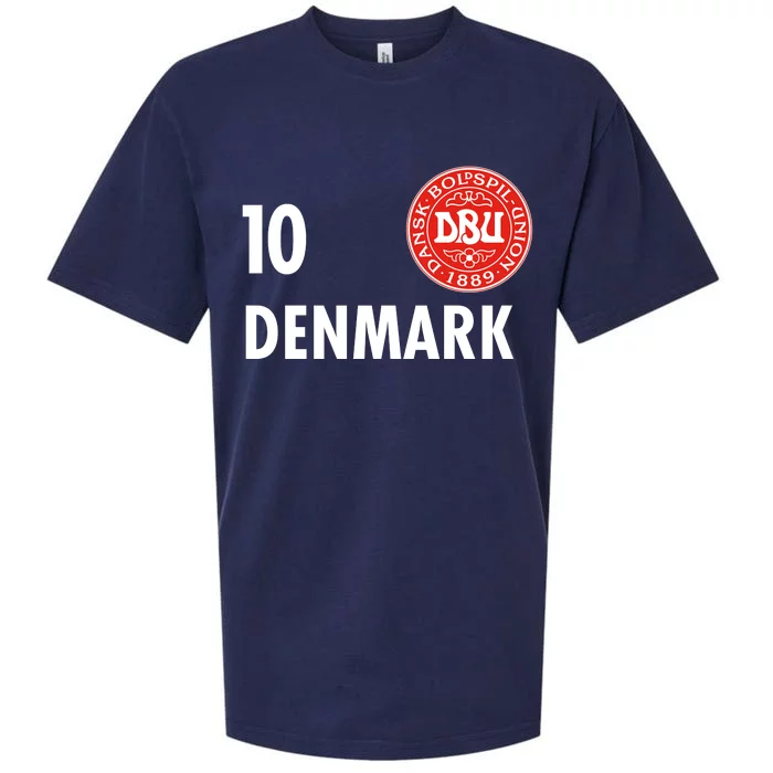 Denmark Danish Soccer No 10 DBU Logo Sueded Cloud Jersey T-Shirt