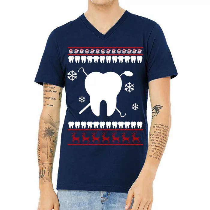 Dentist Ugly Christmas Sweater V-Neck T-Shirt