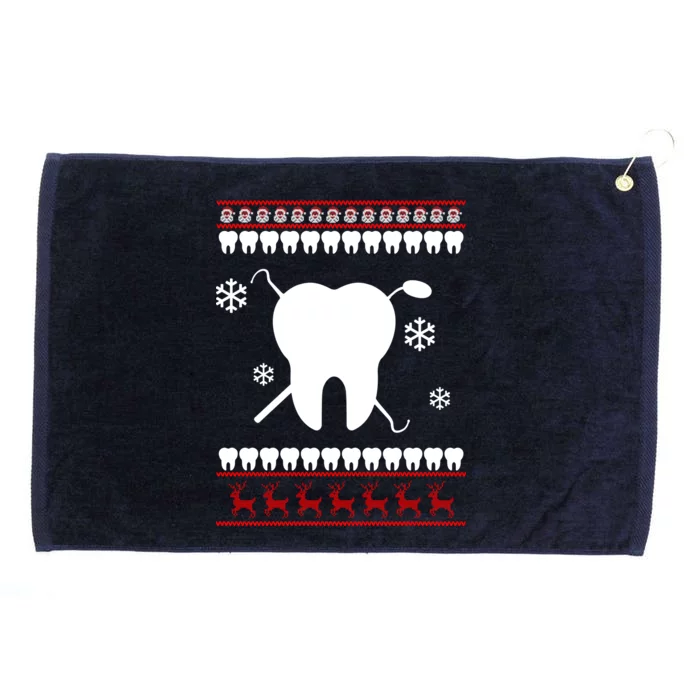 Dentist Ugly Christmas Sweater Grommeted Golf Towel