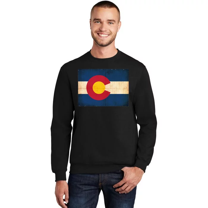 Denver Flag Grunge Colorado Tall Sweatshirt