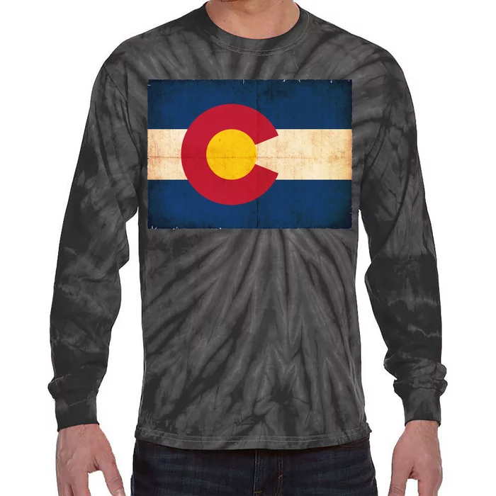 Denver Flag Grunge Colorado Tie-Dye Long Sleeve Shirt