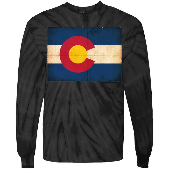 Denver Flag Grunge Colorado Tie-Dye Long Sleeve Shirt