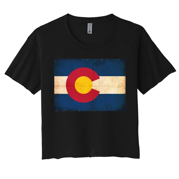 Denver Flag Grunge Colorado Women's Crop Top Tee