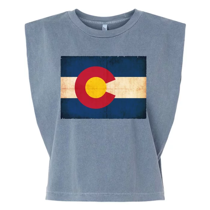 Denver Flag Grunge Colorado Garment-Dyed Women's Muscle Tee