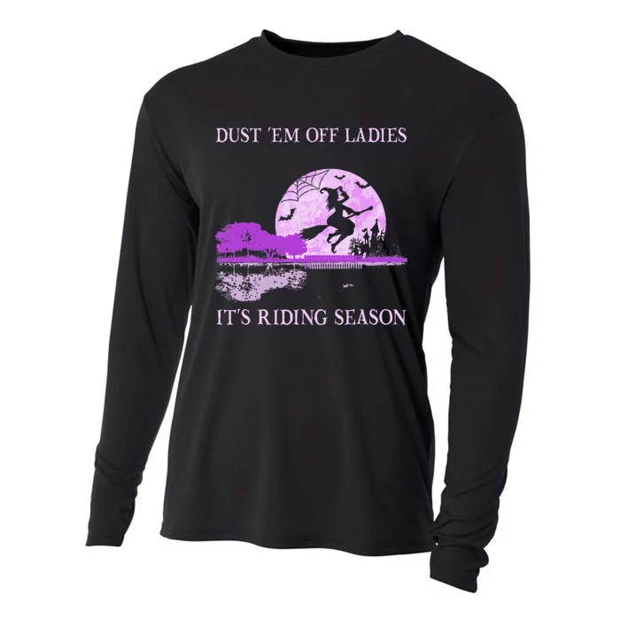 Dust Em Off Ladies ItS Riding Season Witch Halloween Cooling Performance Long Sleeve Crew