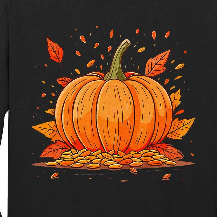 DonT Eat Pumpkin Seeds Pumpkin And Scattered Seeds Tall Long Sleeve T-Shirt