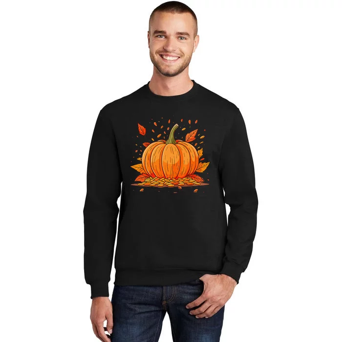 DonT Eat Pumpkin Seeds Pumpkin And Scattered Seeds Tall Sweatshirt