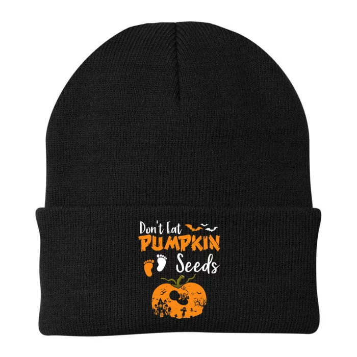 DonT Eat Pumpkin Seeds Halloween Pregnancy Reveal Mom To Be Knit Cap Winter Beanie