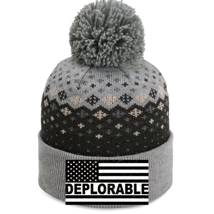 Deplorable American USA Flag The Baniff Cuffed Pom Beanie