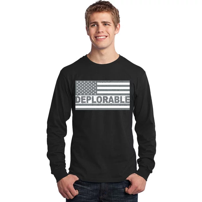 Deplorable American USA Flag Tall Long Sleeve T-Shirt