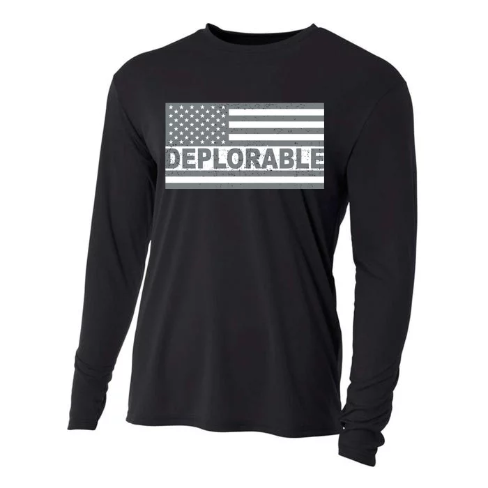 Deplorable American USA Flag Cooling Performance Long Sleeve Crew