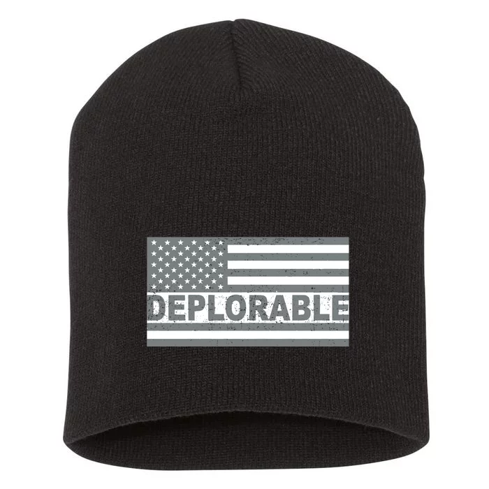 Deplorable American USA Flag Short Acrylic Beanie