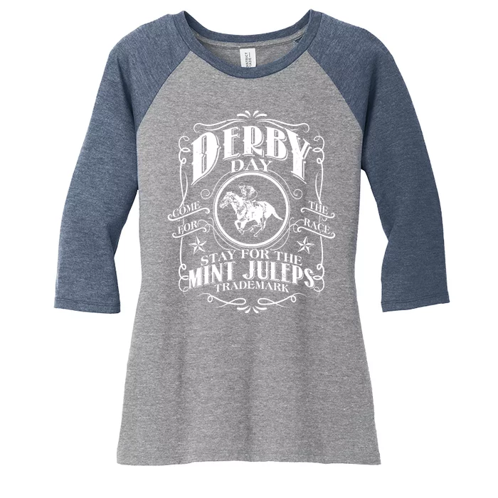 Derby Day Come For The Race Stay For The Mint Juleps Women's Tri-Blend 3/4-Sleeve Raglan Shirt