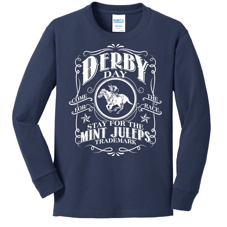 Derby Day Come For The Race Stay For The Mint Juleps Kids Long Sleeve Shirt