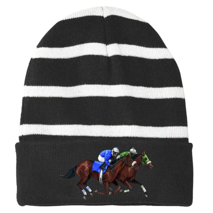 Derby Horse Racing Striped Beanie with Solid Band